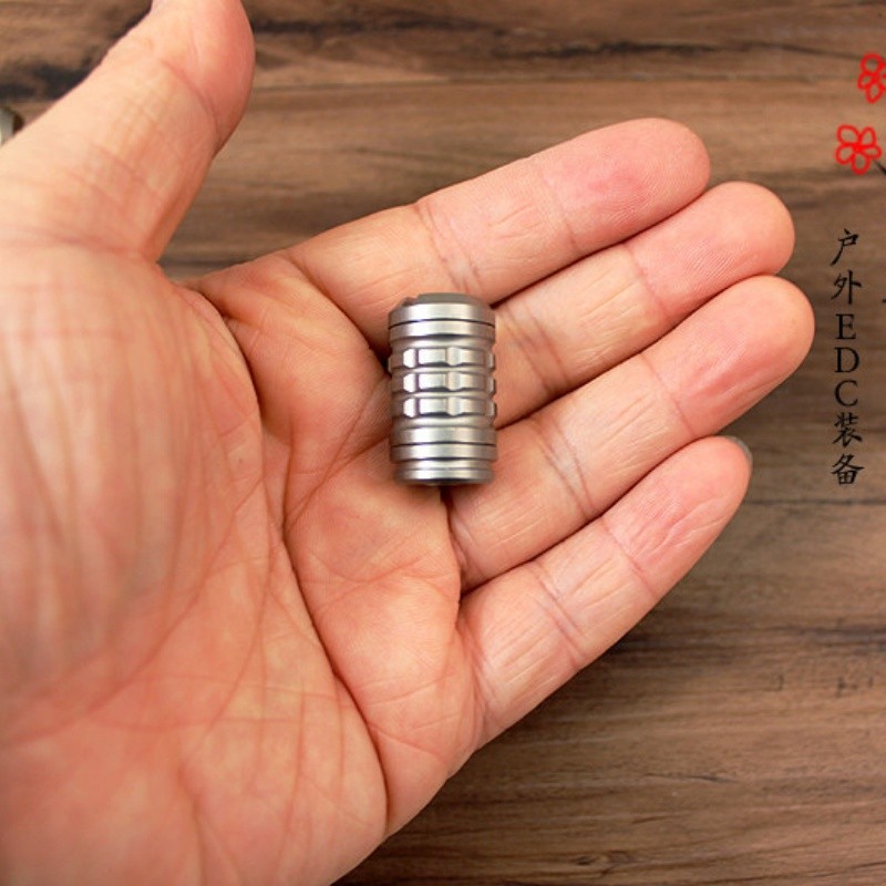 EDC Titanium Alloy Umbrella Rope End Flashlight Necklace Pendant Ring Accessory