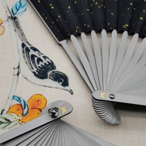 9” Titanium Alloy Folding Fan Martial Arts Portable Kung Fu Tai Ji Butterfly