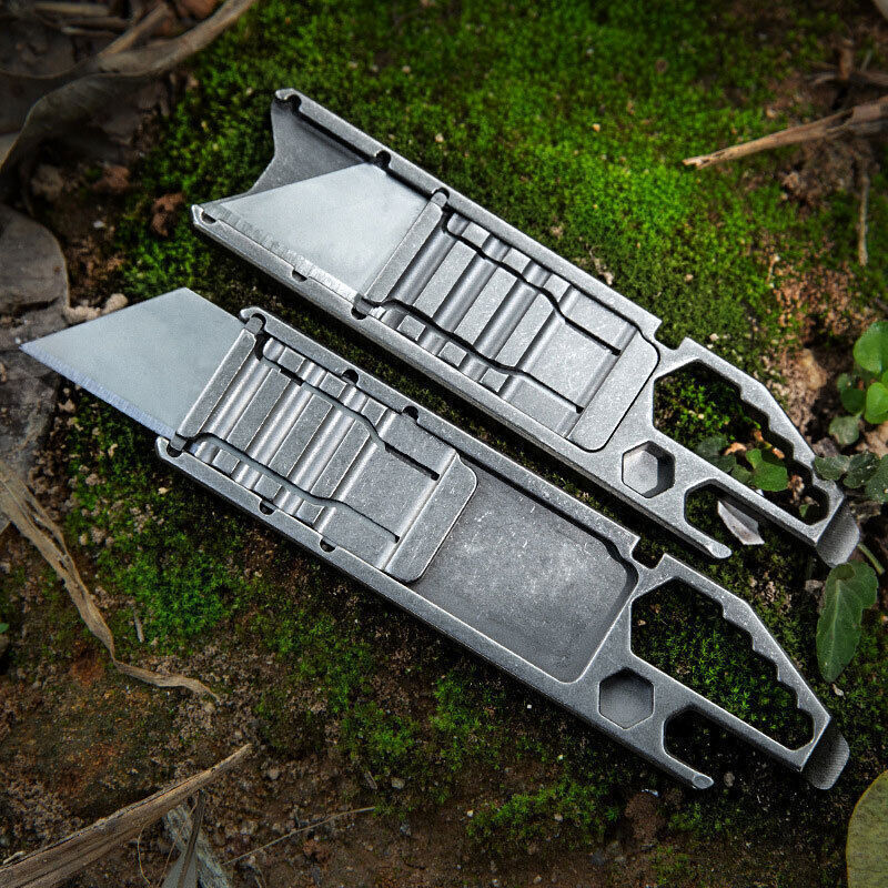 Titanium Utility Knife Opener Crowbar wrench Outdoor Tactical EDC Tool Keychain