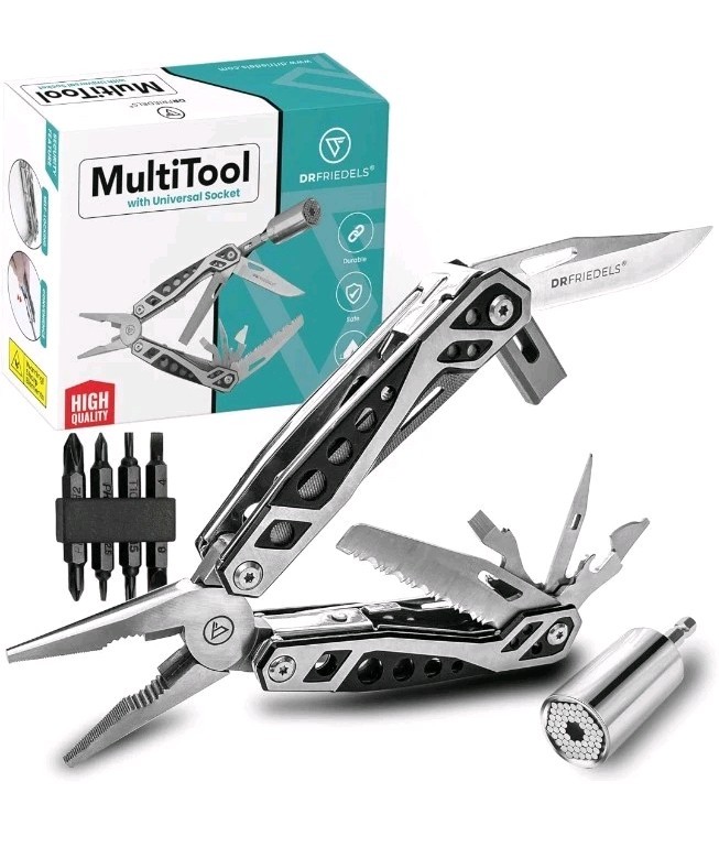 DR Fridels Multi Tool with Universal Socket – 22 in 1 Stainless Steel…
