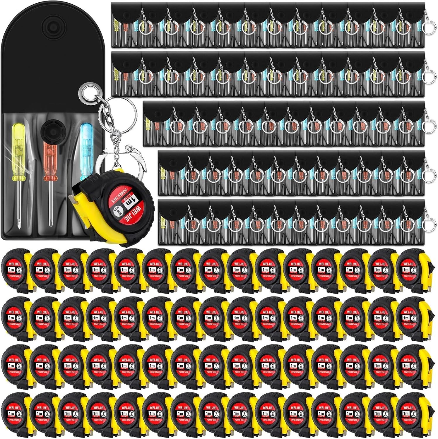 Durable Mini Tool Keychain Bulk: 120 Pcs Screwdriver & Tape Measure