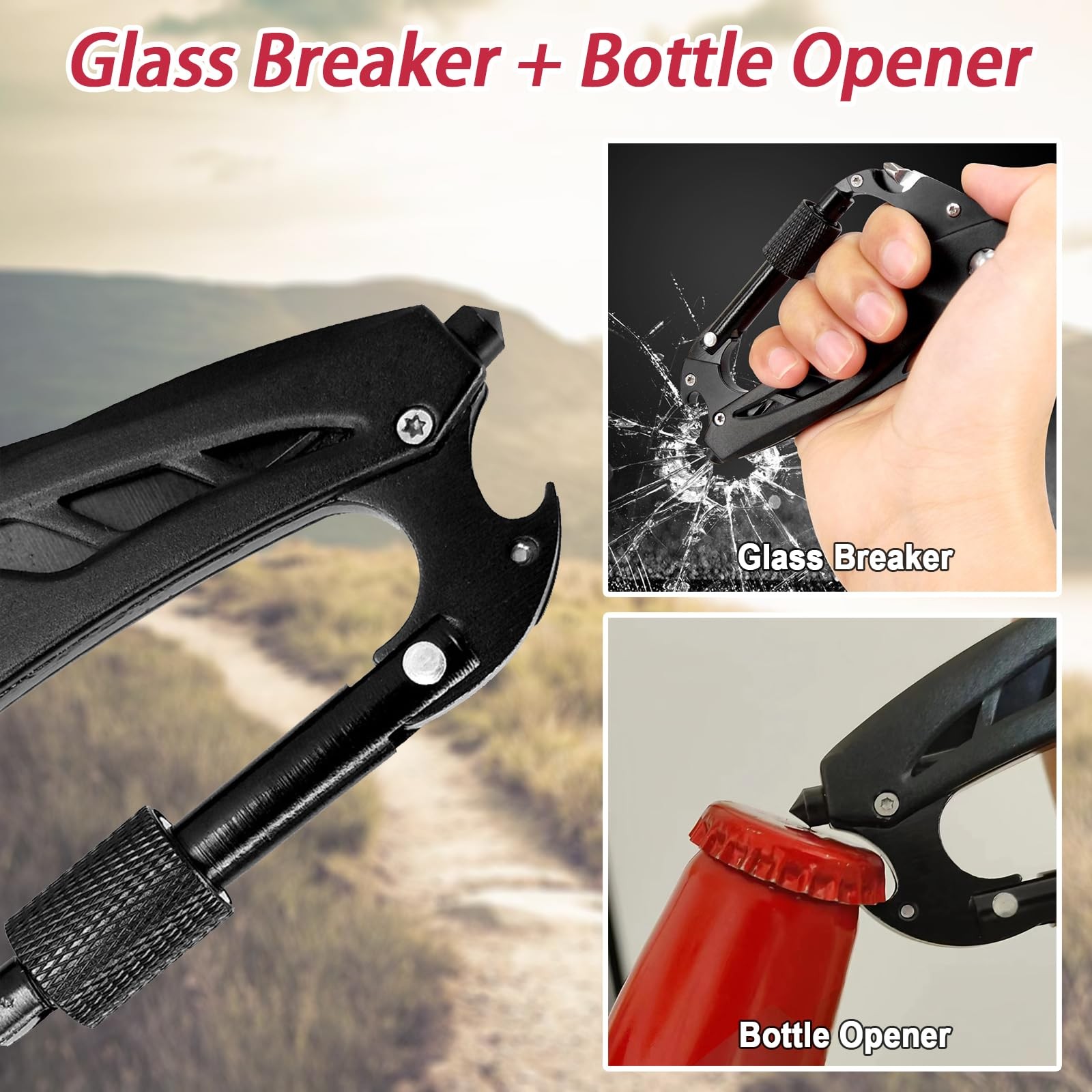 Carabiner with Knife, Multitool Carabiner Pocket Knife, Folding Sharp Knives, St