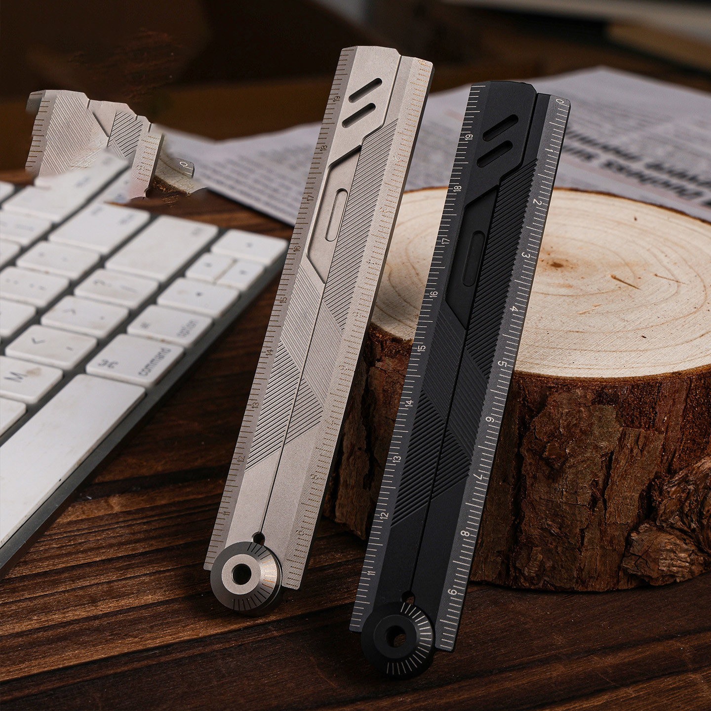 Titanium Alloy Folding Ruler EDC Multi Tool Portable Measuring Tool Gift