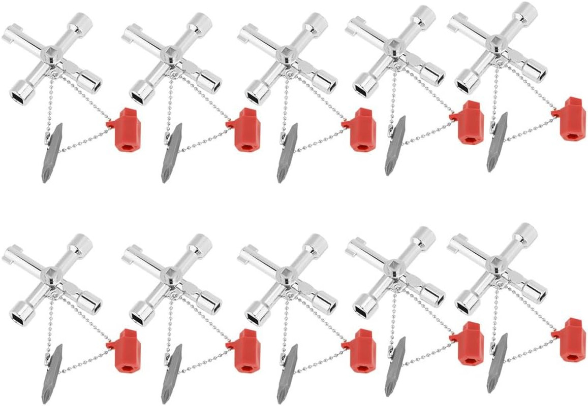 Silcock Key 4 Way, 10PCS 4 Way Sillcock Key, Multifunctional Water Key, Cross Ke