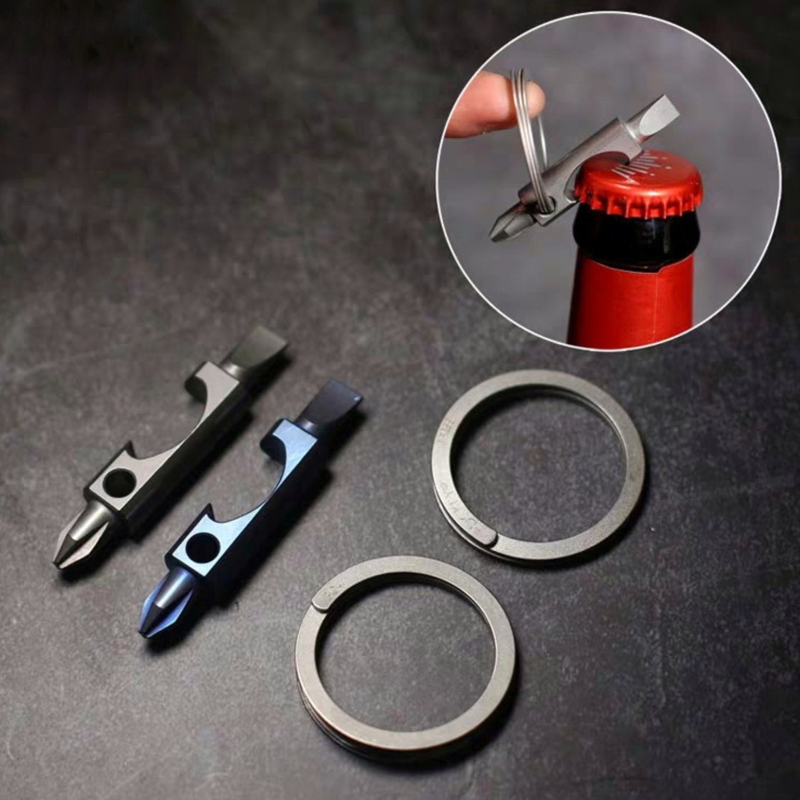Titanium Alloy EDC Bottle Opener Key Chain Screwdriver Personalized Pocket Tool
