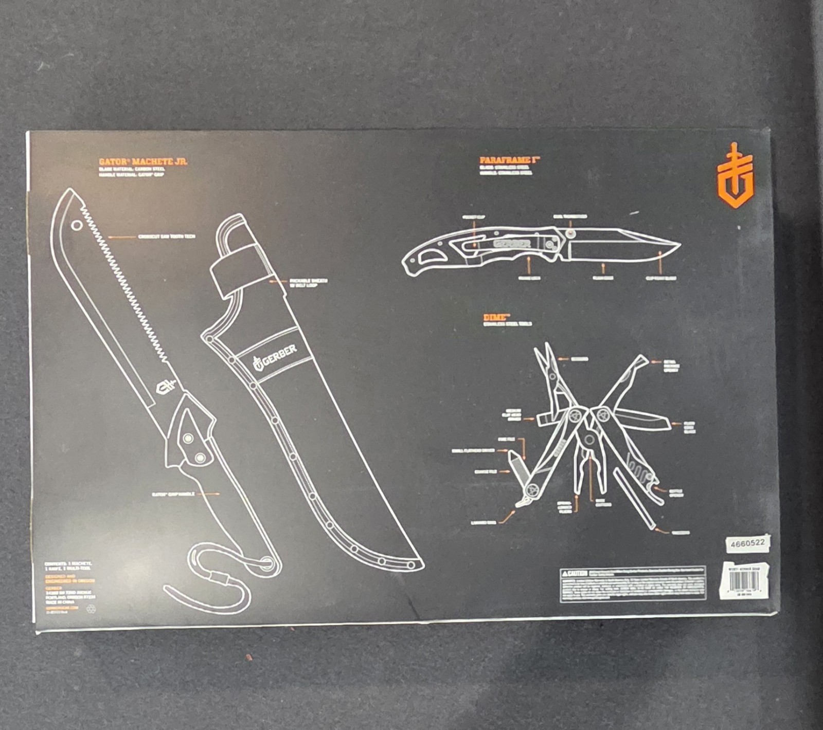 Gerber Trail Series Kit-3-in-1 Gator Machete Jr Paraframe & Dime Multi-tool New