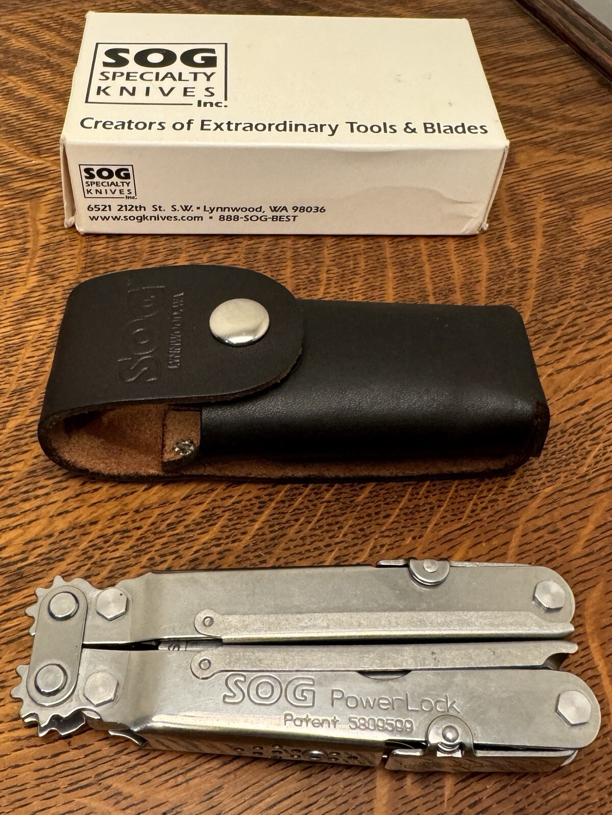 VINTAGE EARLY SOG POWER LOCK S60 UNUSED IN BOX/CASE MULTI TOOL KNIFE LYNNWOOD WA