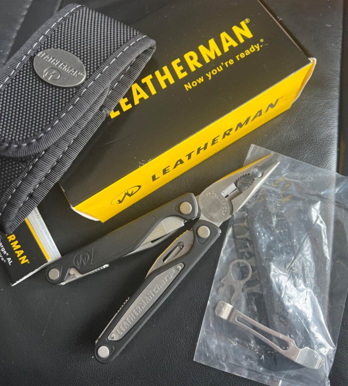 NOS Leatherman Charge ALX 1st Generation New W Box, Papers, Sheath, Extra Bits
