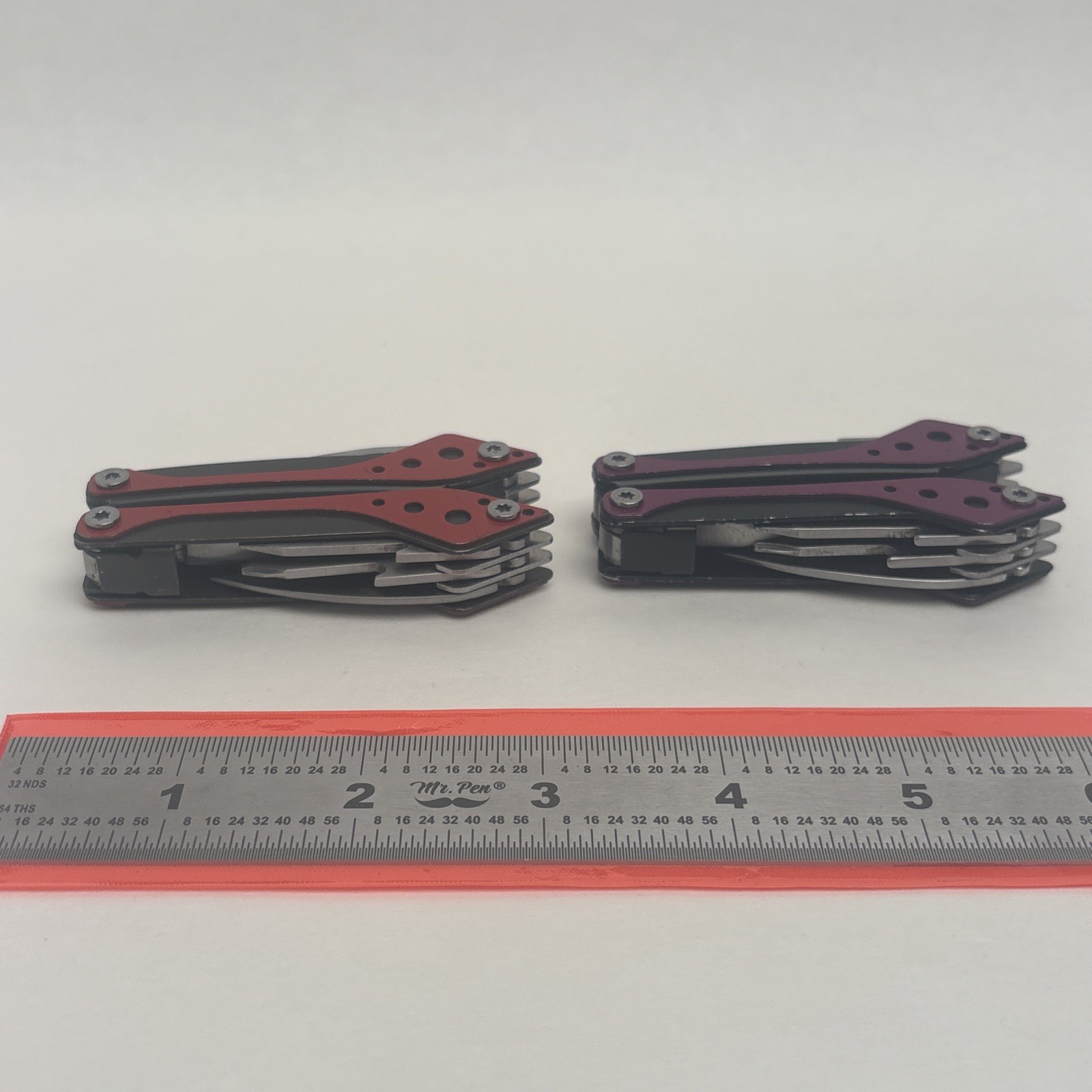 Cabela’s Lot Of 2 Purple Red 7-in-1 Small MultiTool Camp Hunt Fish Hike EDC