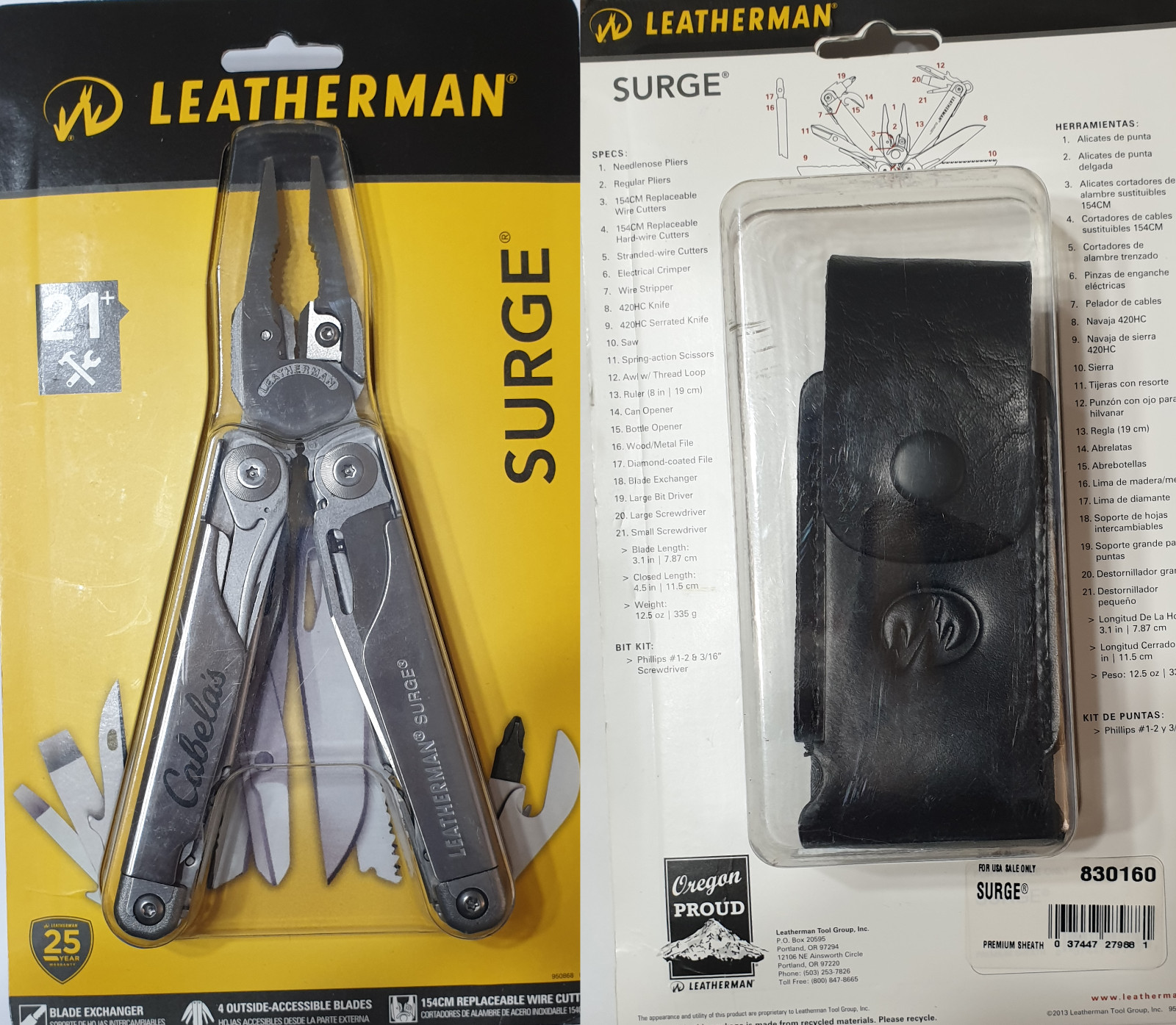 🔥🔥 Leatherman Surge Multi Tool Cabela’s Premium Leather Sheath New in Bliser