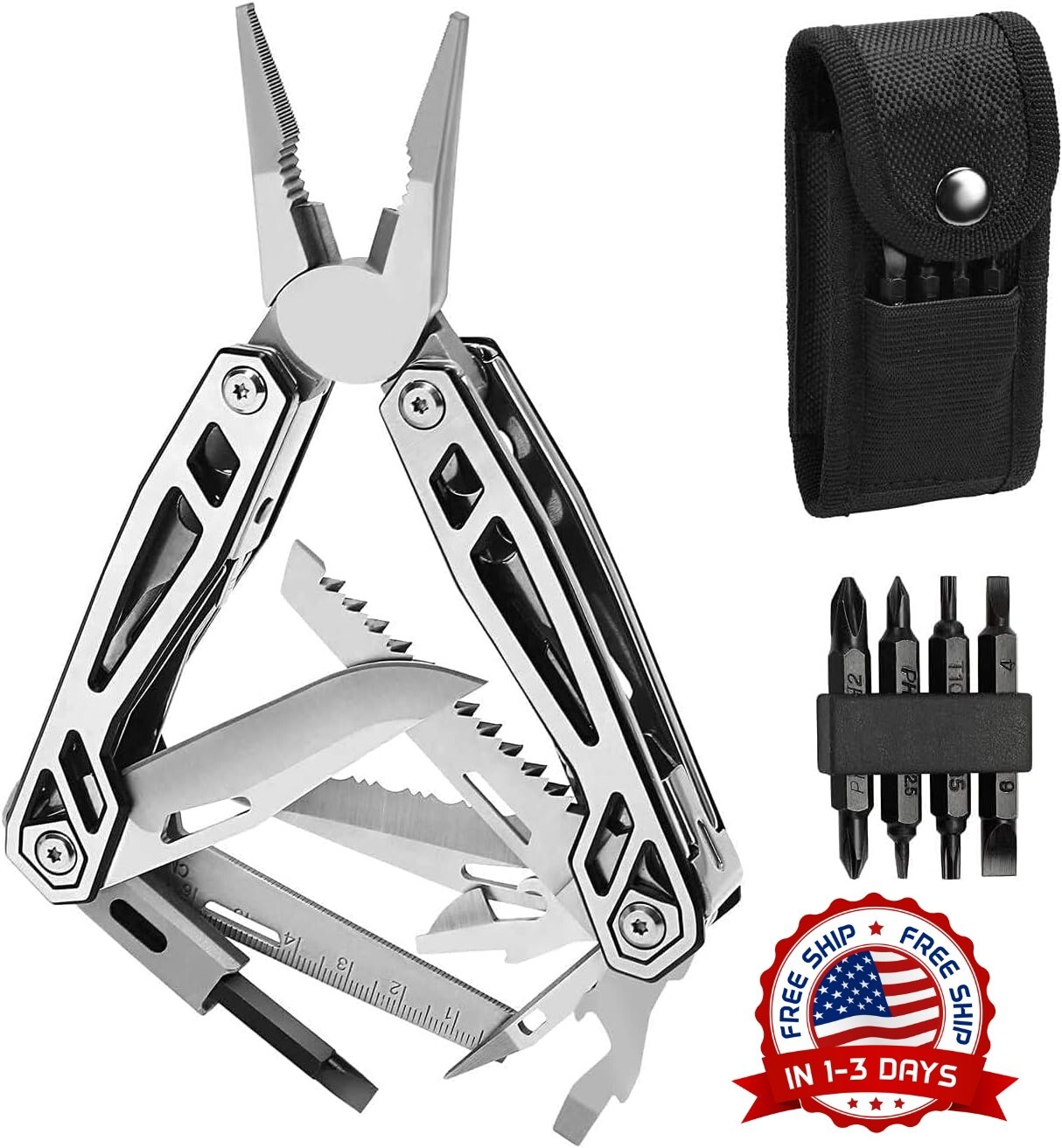 Cuchillo herramienta multiuso Navaja Pinza Destornillador alicate de bolsillo US
