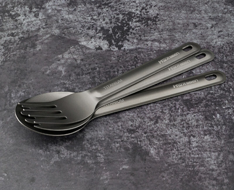 Titanium 3 Fork Spoon Sets Outdoor Camping Tableware Portable Salad SpoonEDCTool