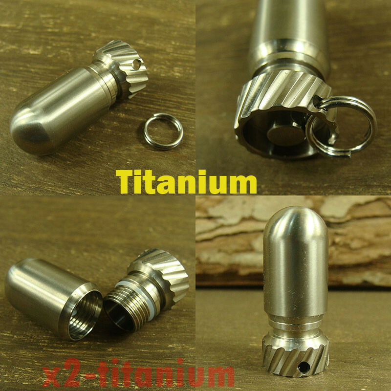 Titanium ” Bomb ” shaped Waterproof Capsule pill Bottle Key chain pendant XH540