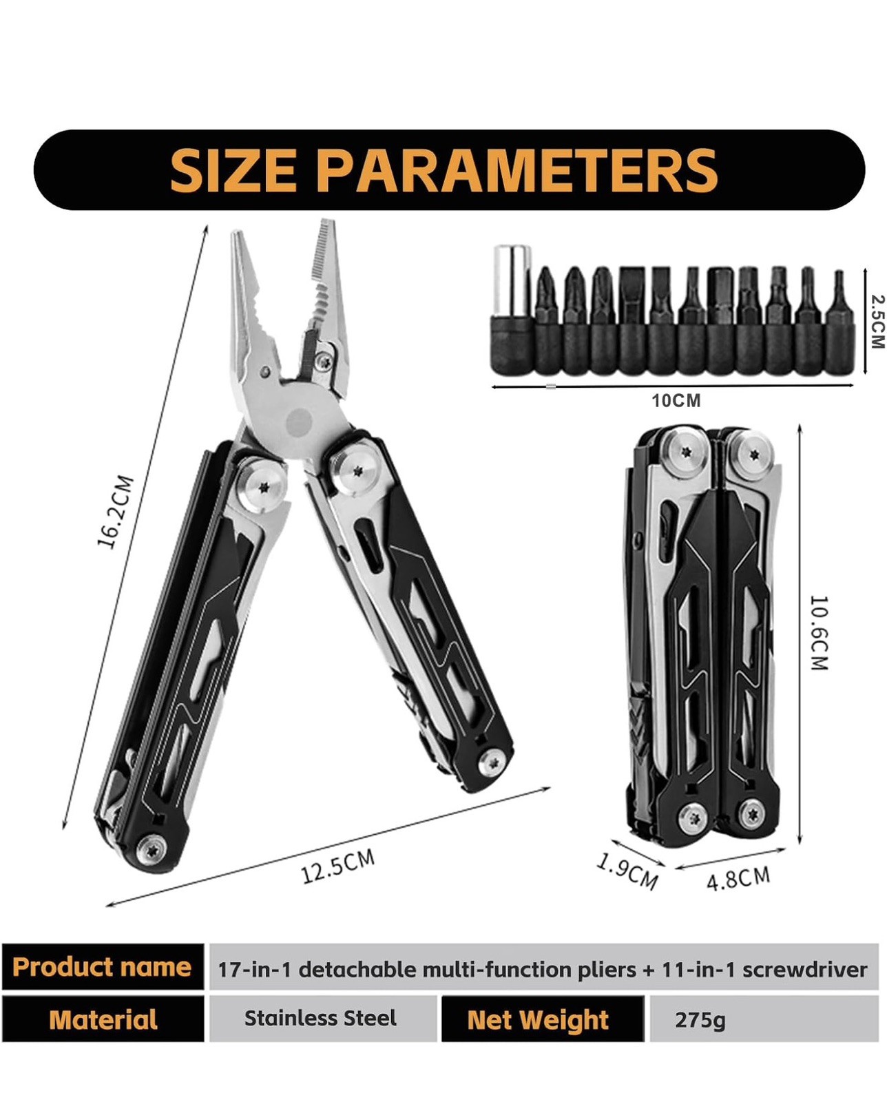 Multi Tool Pliers 28-In-1 Stainless Steel W/ Knife, Saw Screwdriver Set New