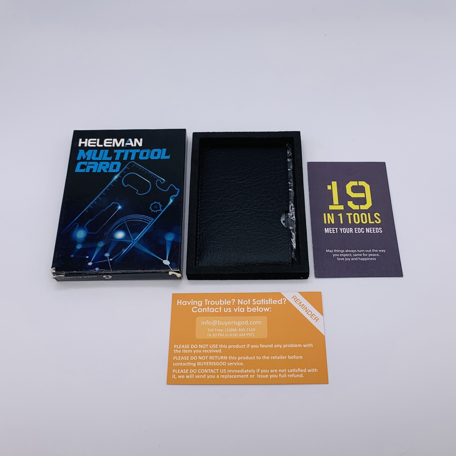 Heleman 19 in 1 Tools Multi Tool Metal Card Model RZ001 Black – Open Box