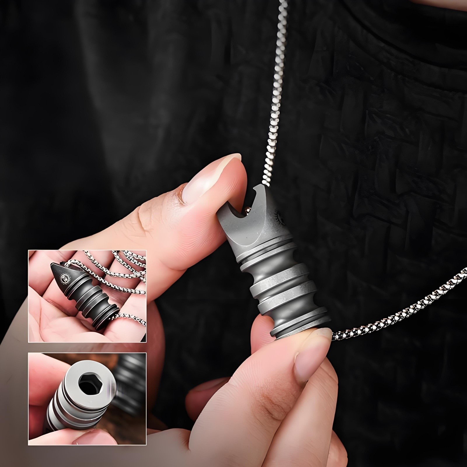 Titanium Alloy EDC Pendant Multi-Tool Bottle Opener 5mm Hex Wrench Keychain