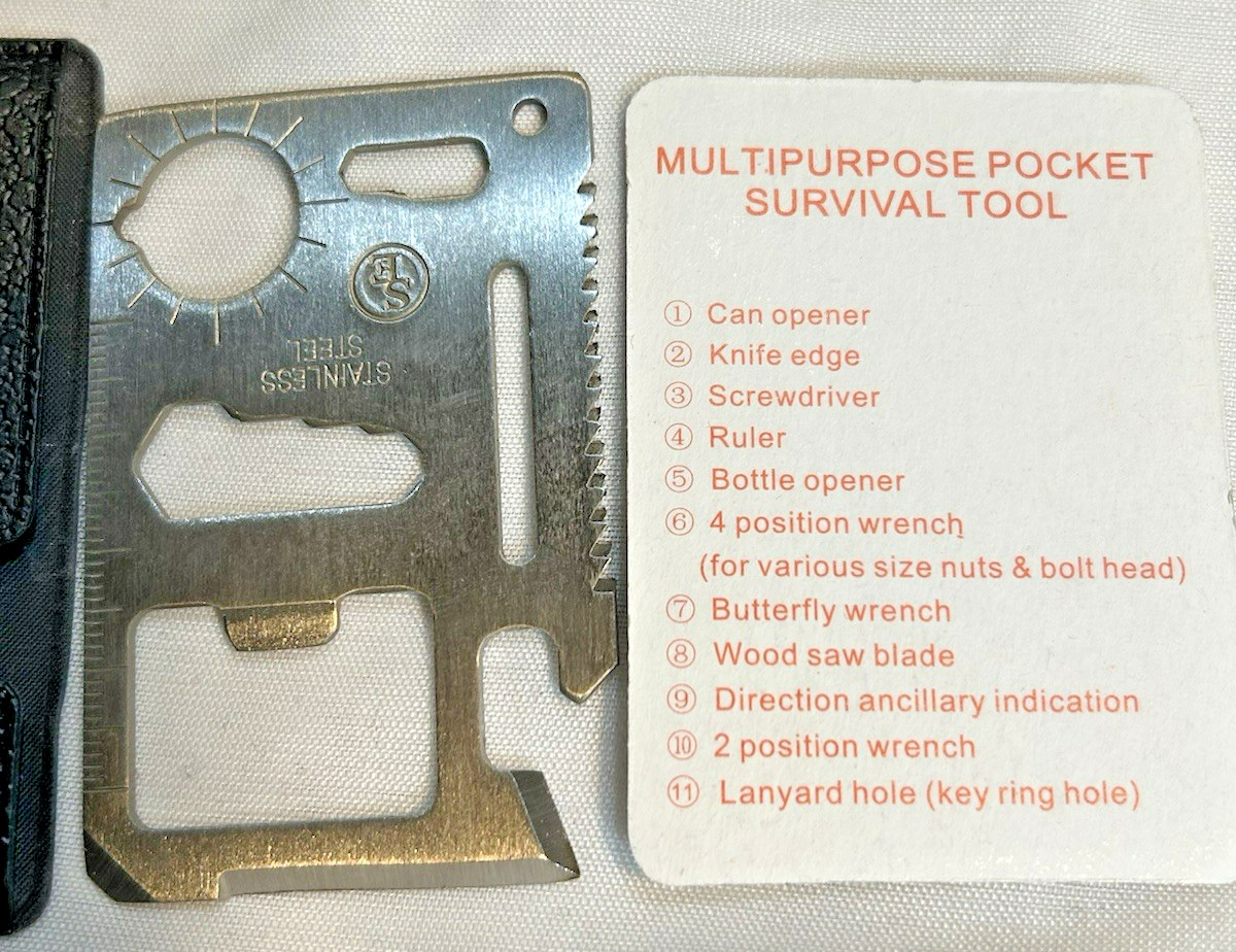 11 In 1 Multi Functional Survival Tool Lot Of 33 in Retail Box Credit Card Size
