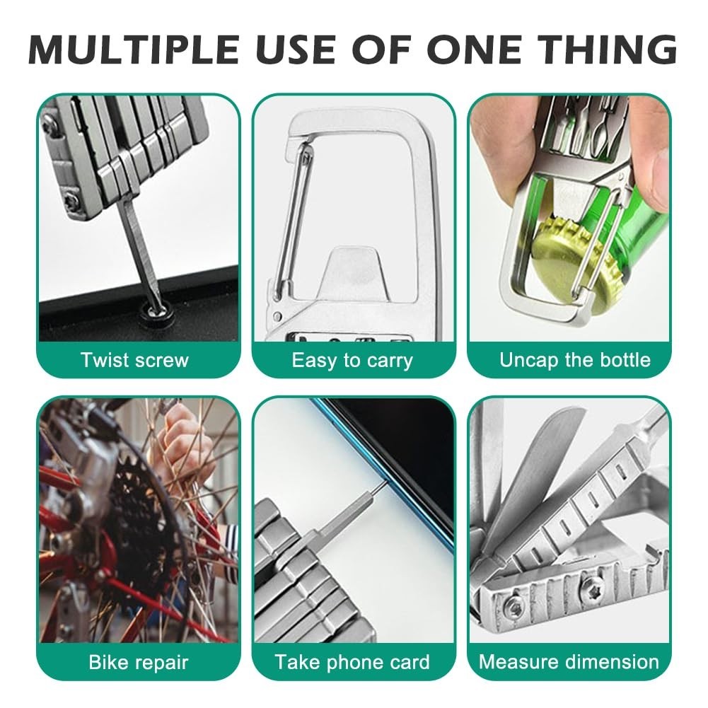 12-in-1 Keychain Multitool with Screwdriver Set, Bottle Opener & Carabiner – EDC