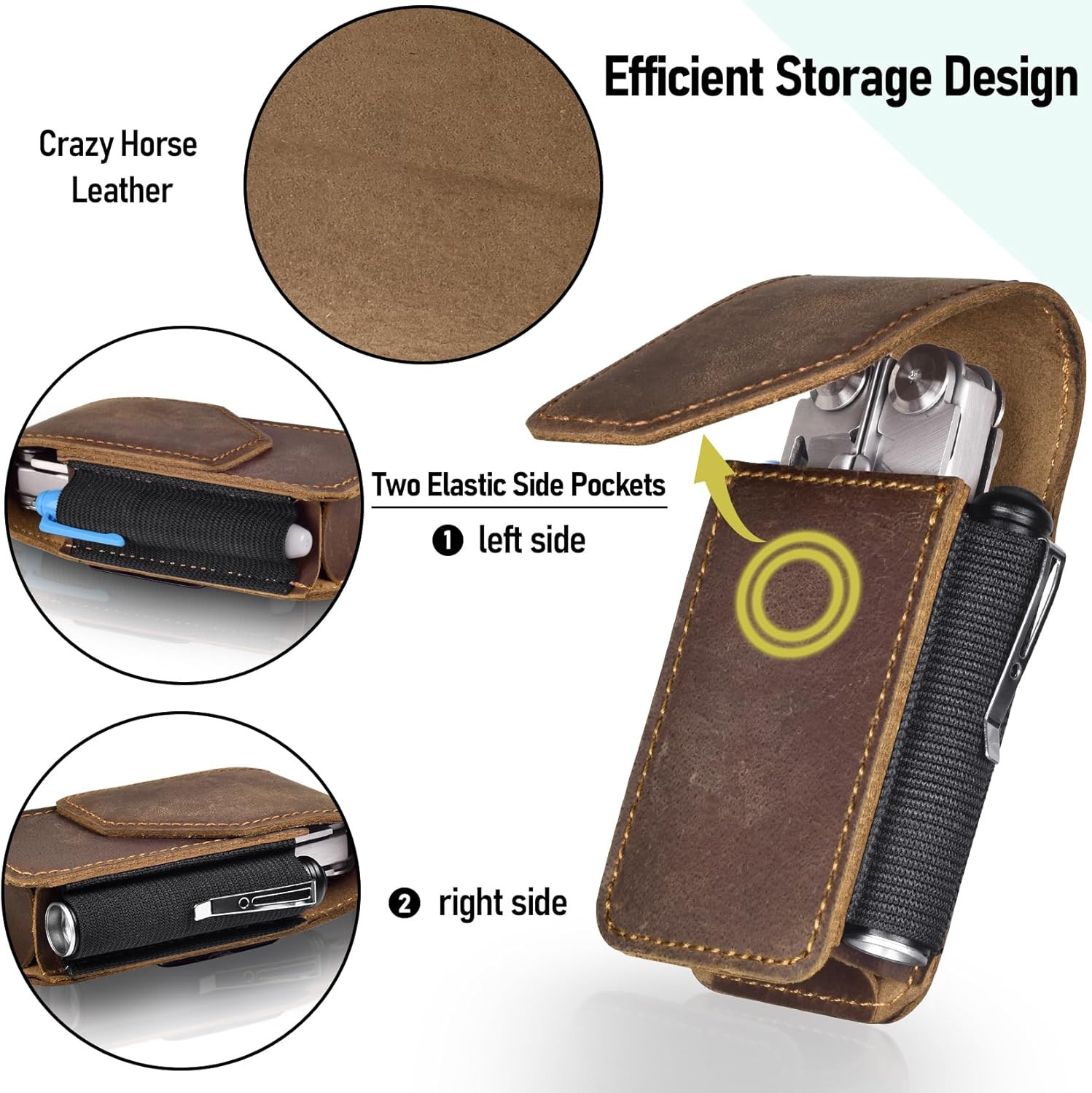 Leather Multitool Sheath Compatible with Leatherman Wave plus Wingman Surge Reba