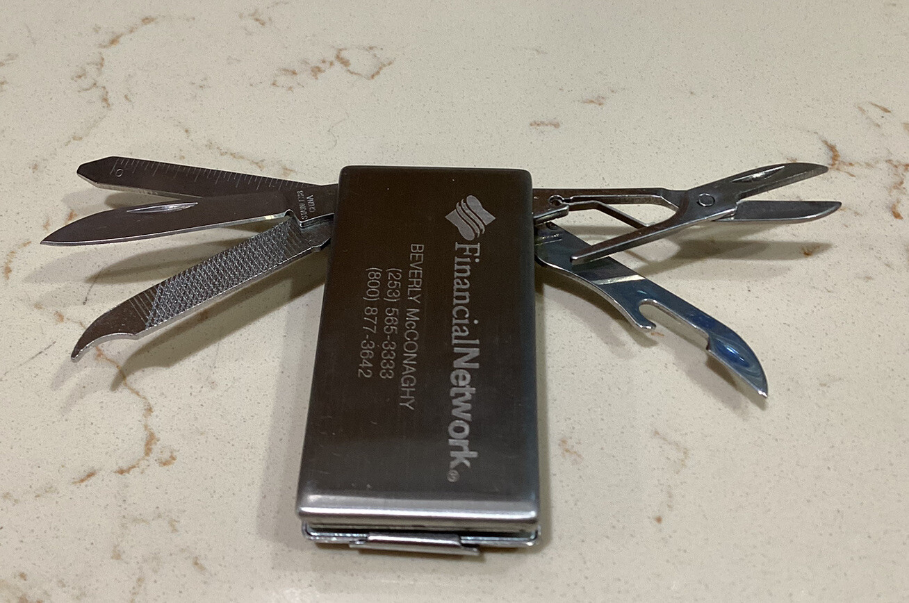 Belt Clip Tiny 5 Tool Mult-Tool (promotional give-away) Knife, Scissors Etc.