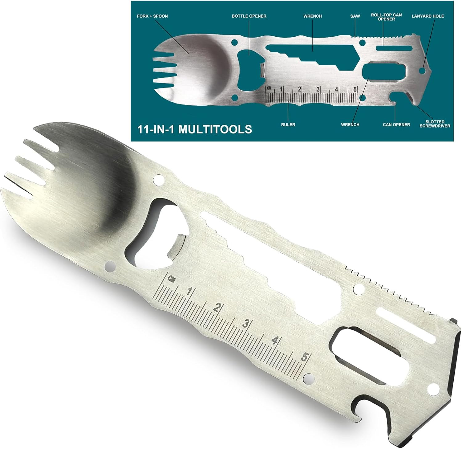 Unique Multitools Gadgets Gifts Idea – Fun Gifts Spork-Shaped 11 in 1 Small EDC
