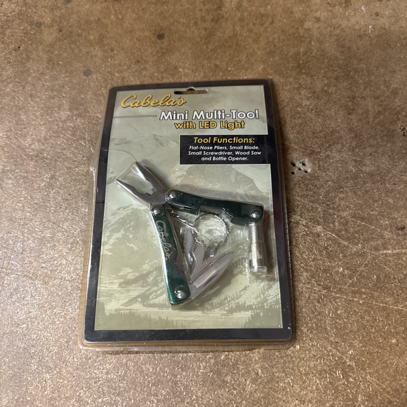 NEW Cabela’s Mini Multi-Tool with LED Light – Green Marble Handle – 6-in-1 NIP