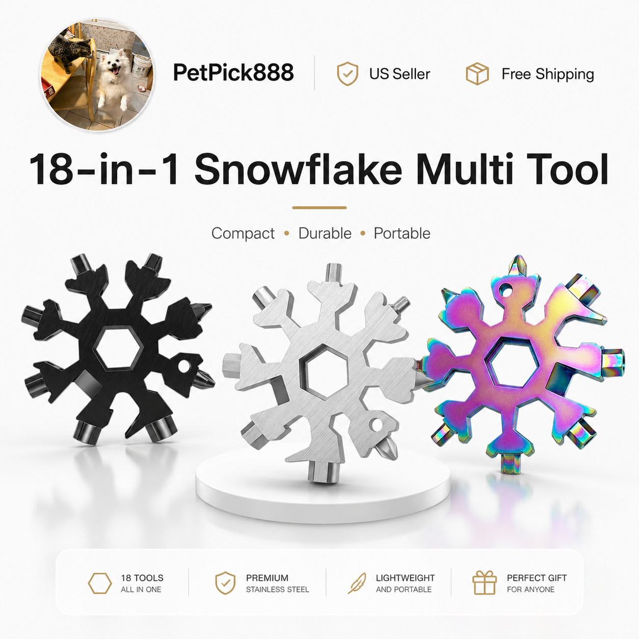 1/3pcs 18-in-1 Snowflake Multi-Tool Carbon Steel Multitool Screwdriver Opener