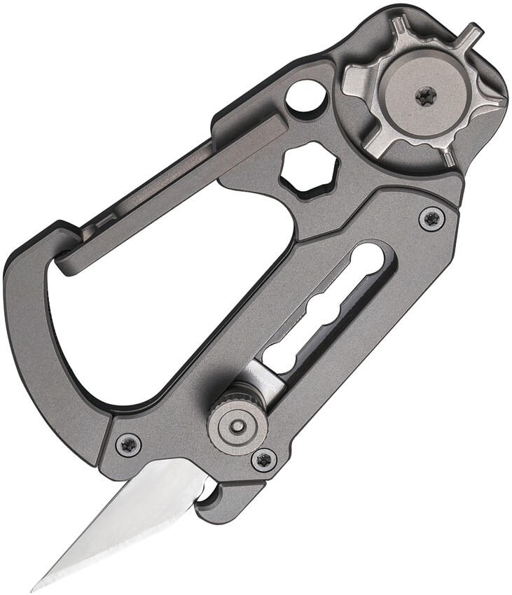 Civivi Polymorph Carabiner Keychain Multi Tool Gray Titanium Utility Plain Blade