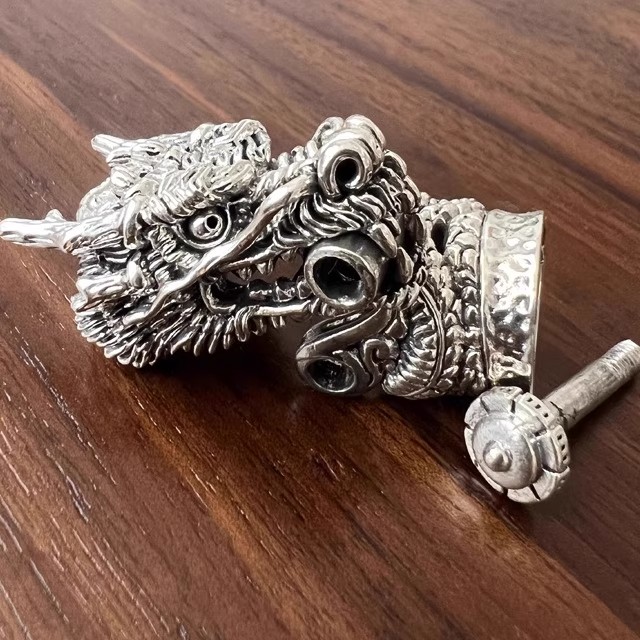 Dragon head bracelet buckle joint snake DIY accessories woven pure brass silver