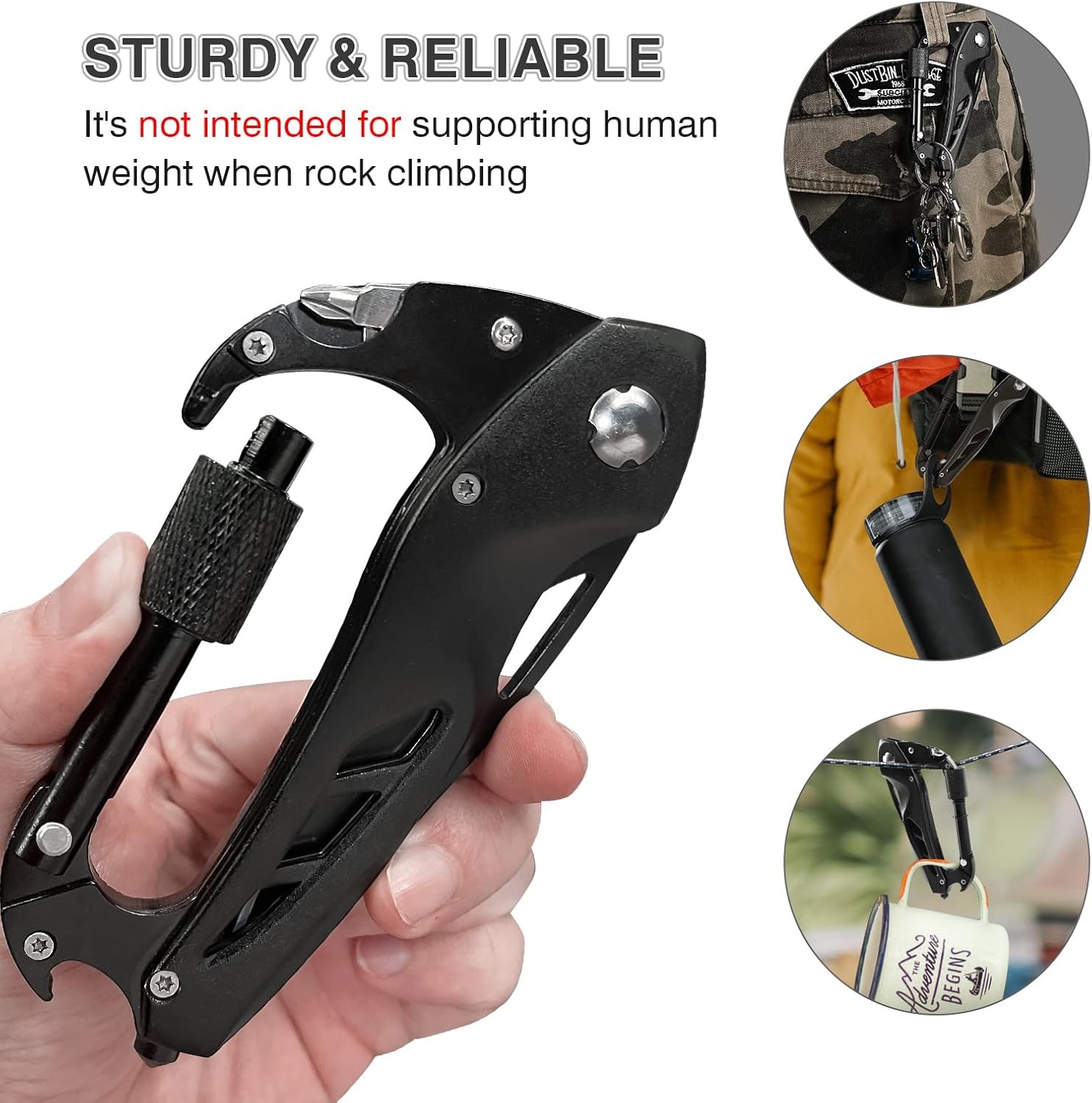 Multitool Carabiner with Pocket Knife, Stocking Stuffers Gifts for Men, EDC Cara