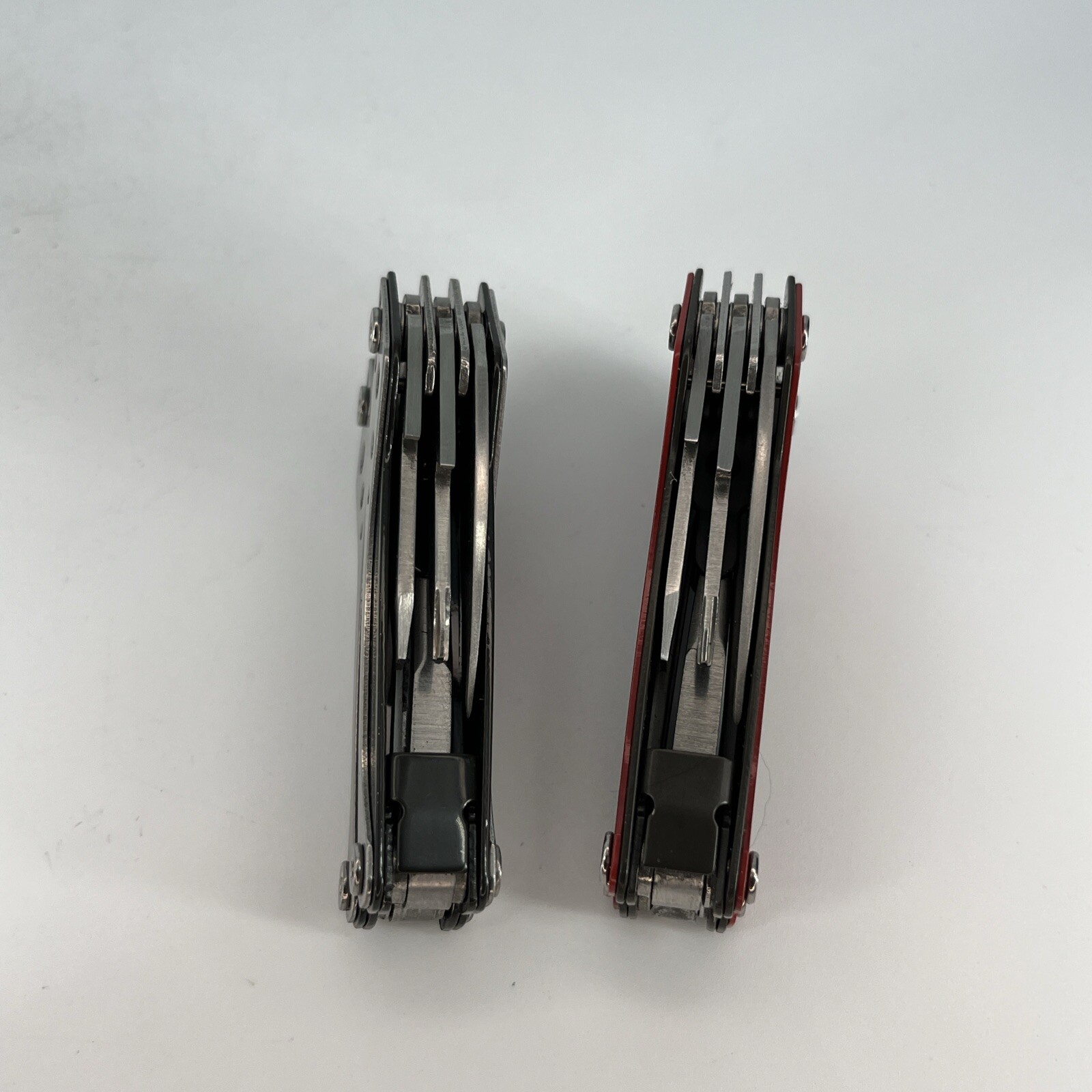 LOT OF 2 Cabela’s SILVER & RED Mini Multi-Tool Spring Open Pliers Scissors Saw