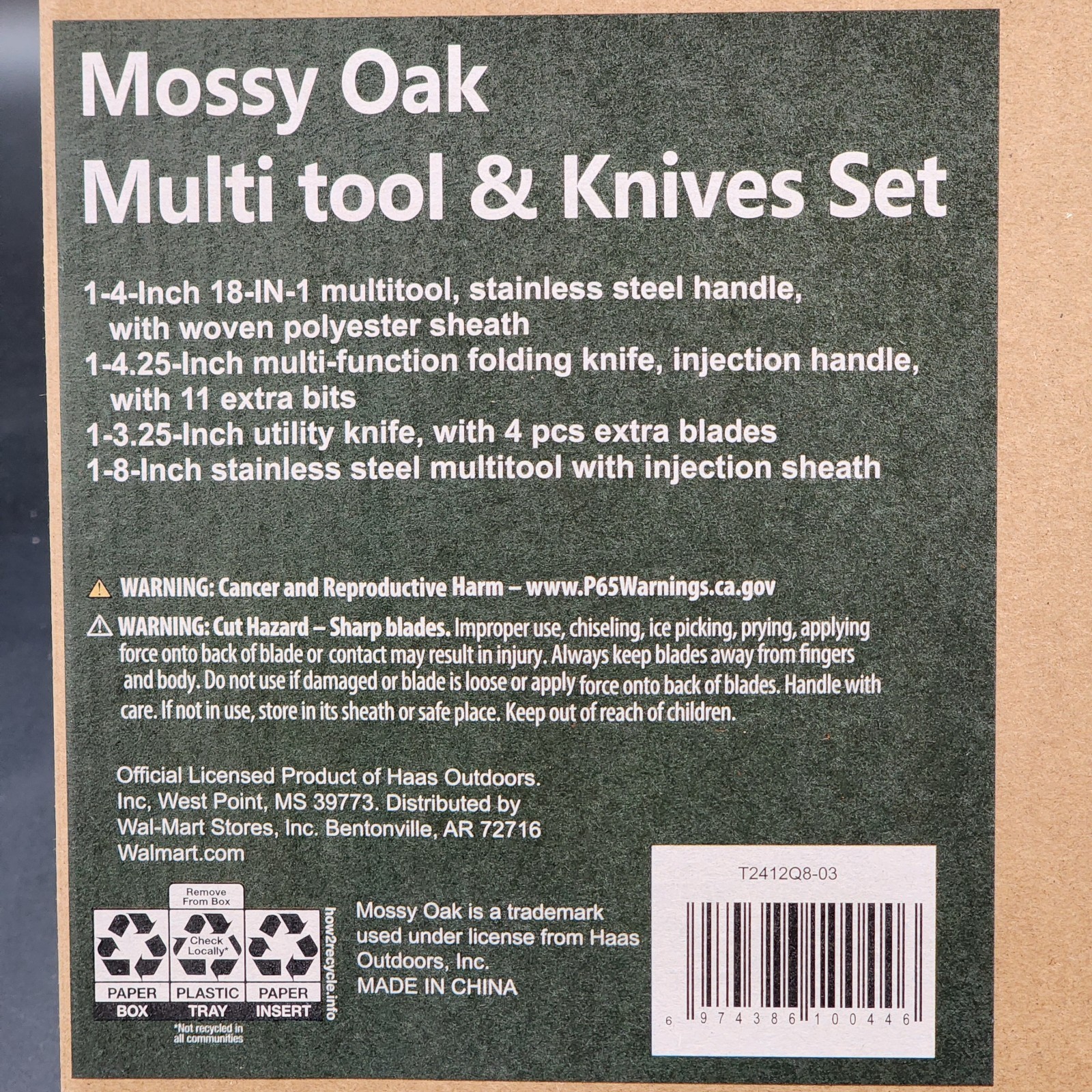 Mossy Oak Country Roots Multi Tool Set: Razor, Fold Knife, Knife/Sheath & Razor