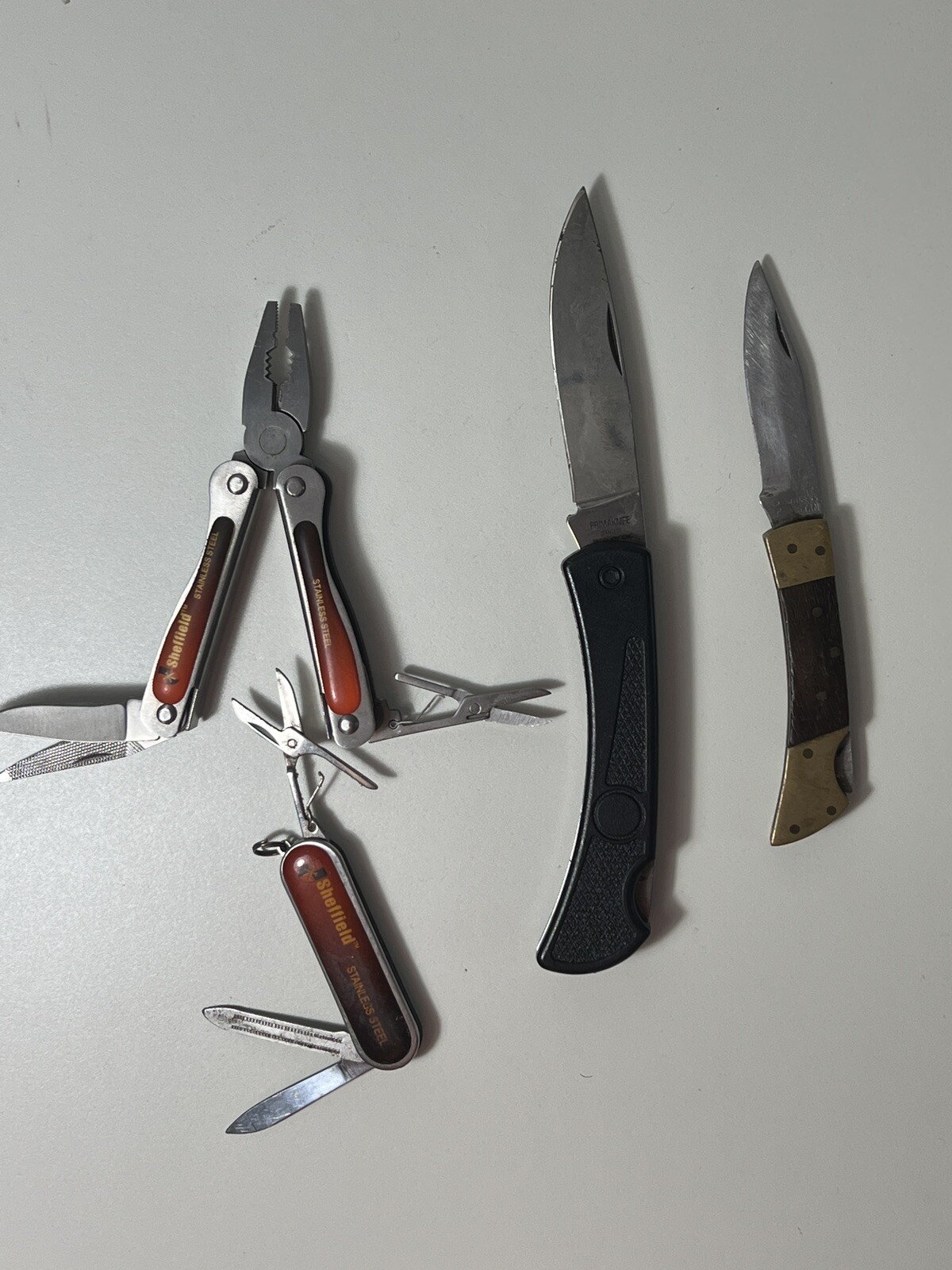 Sheffield Primaknife Plus Knife Lot of 4 Stainless Hong Kong Locking Camping