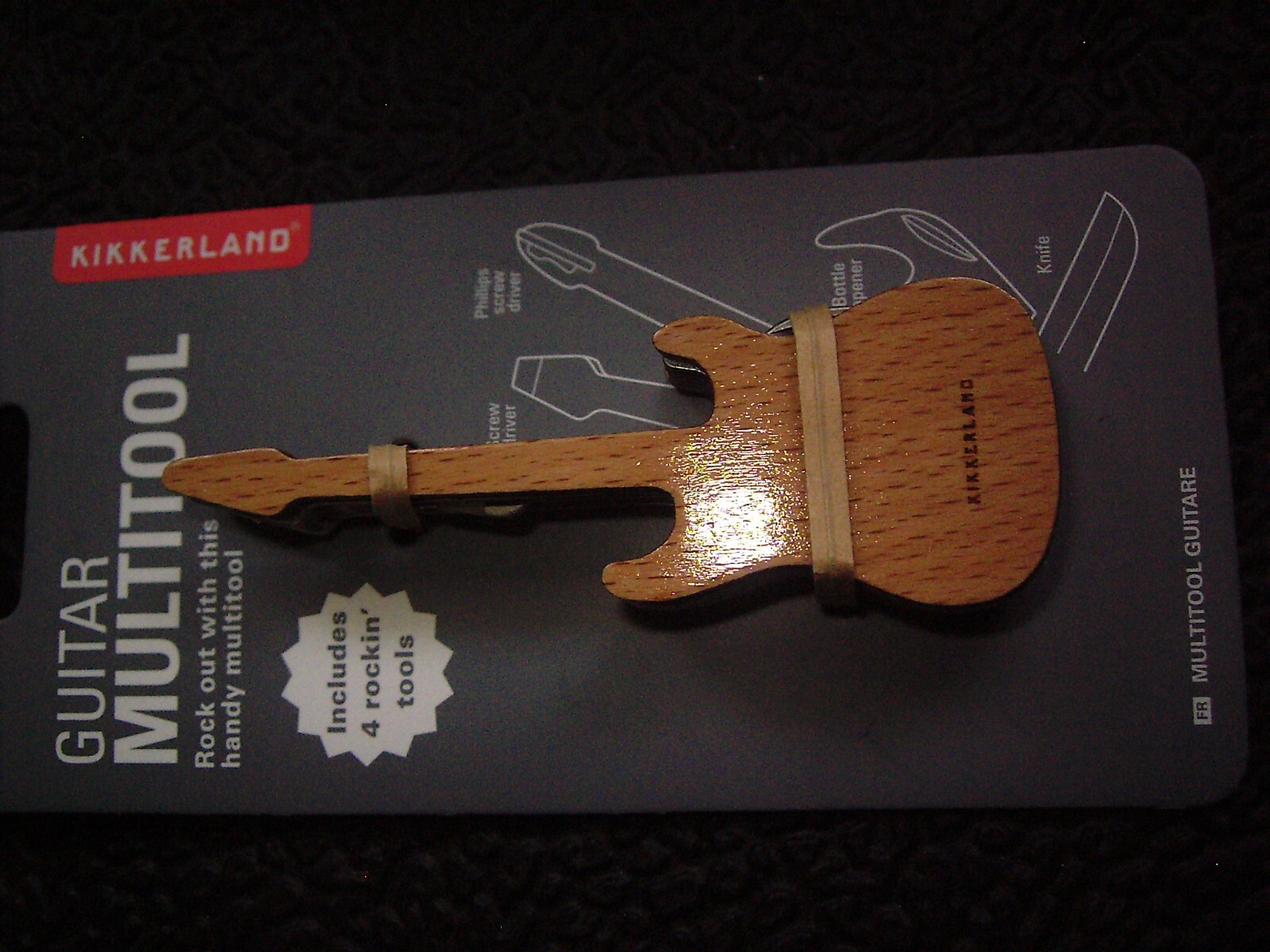 KIKKERLAND Guitar Multitool Screwdriver Swiss Army Bottle Opener Wood Finish NEW