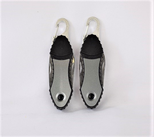 Multi-Tool Knife with LED Flashlight and Carabiner Hook (2 Pack)