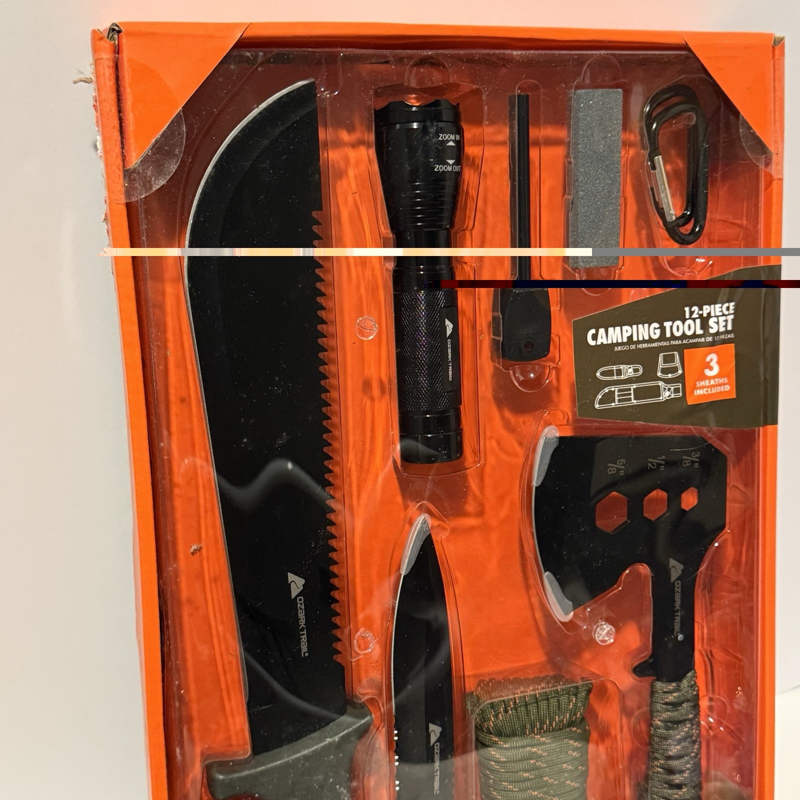 New OZARK TRAIL 12 – Piece Camping Tool Set – Knifes Axe Sheaths Survival