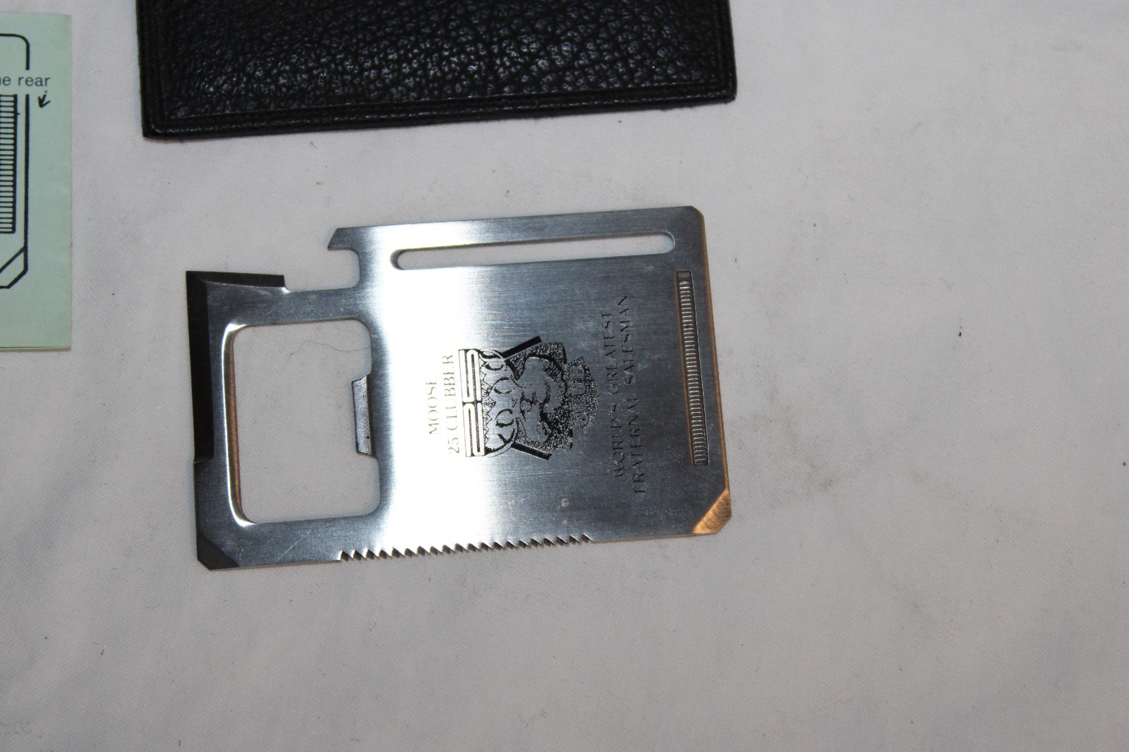 Stainless Steel Utility Tool Blade w/Leather Pouch Moose Award 25 Clubber