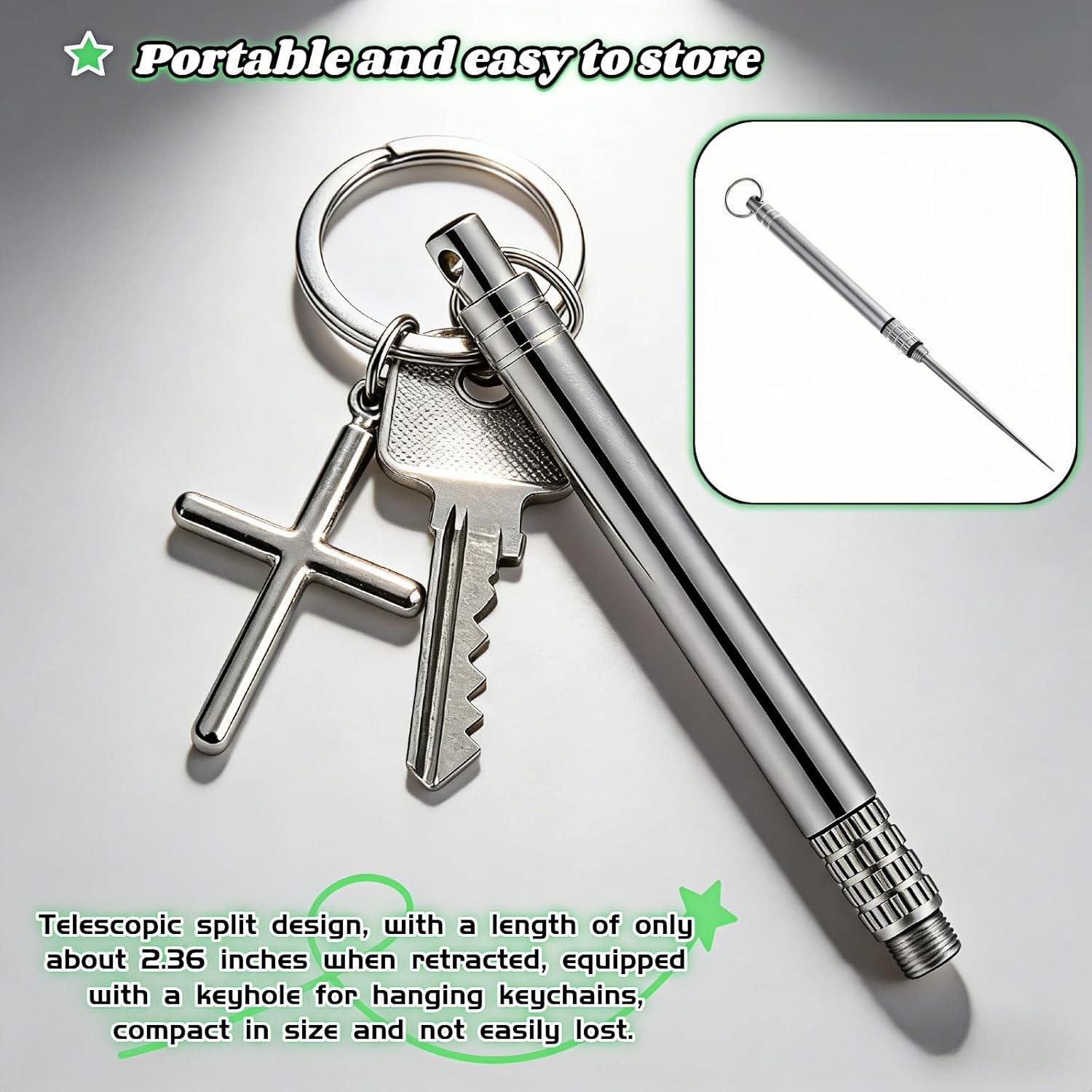 Portable Titanium Toothpick, Multi-Functional Reusable Stainless Steel Toothpick