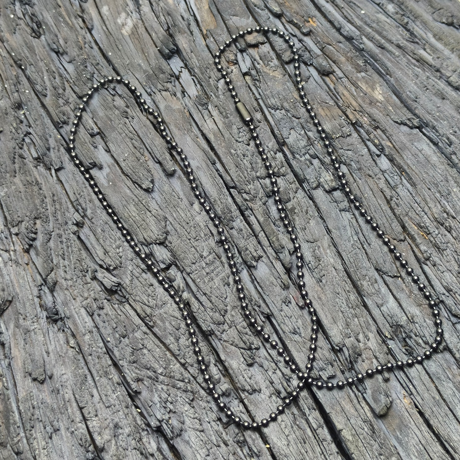 EDC Anti-allergy Pure Chain Ball Bead Necklace black 2.4x650mm