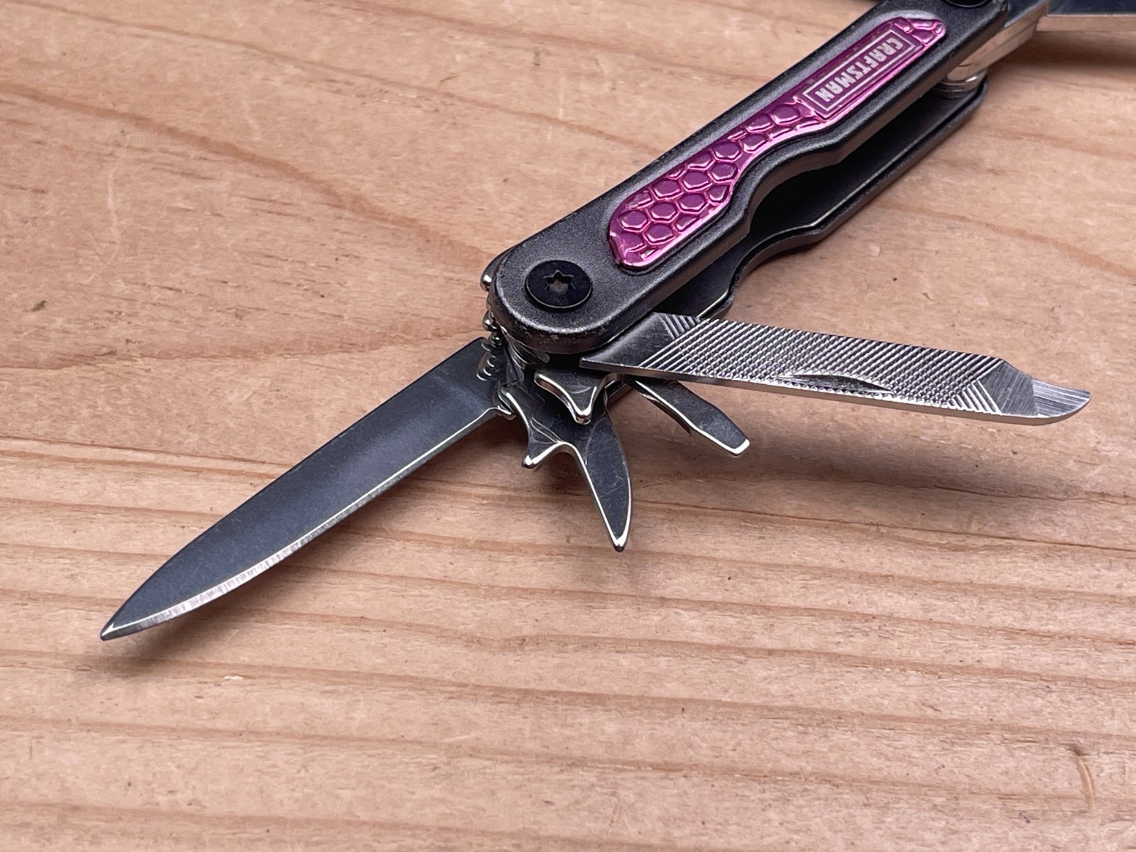 CRAFTSMAN 10-IN-1 Mini Pocket Multi Tool w/Pink Handle & Key Ring