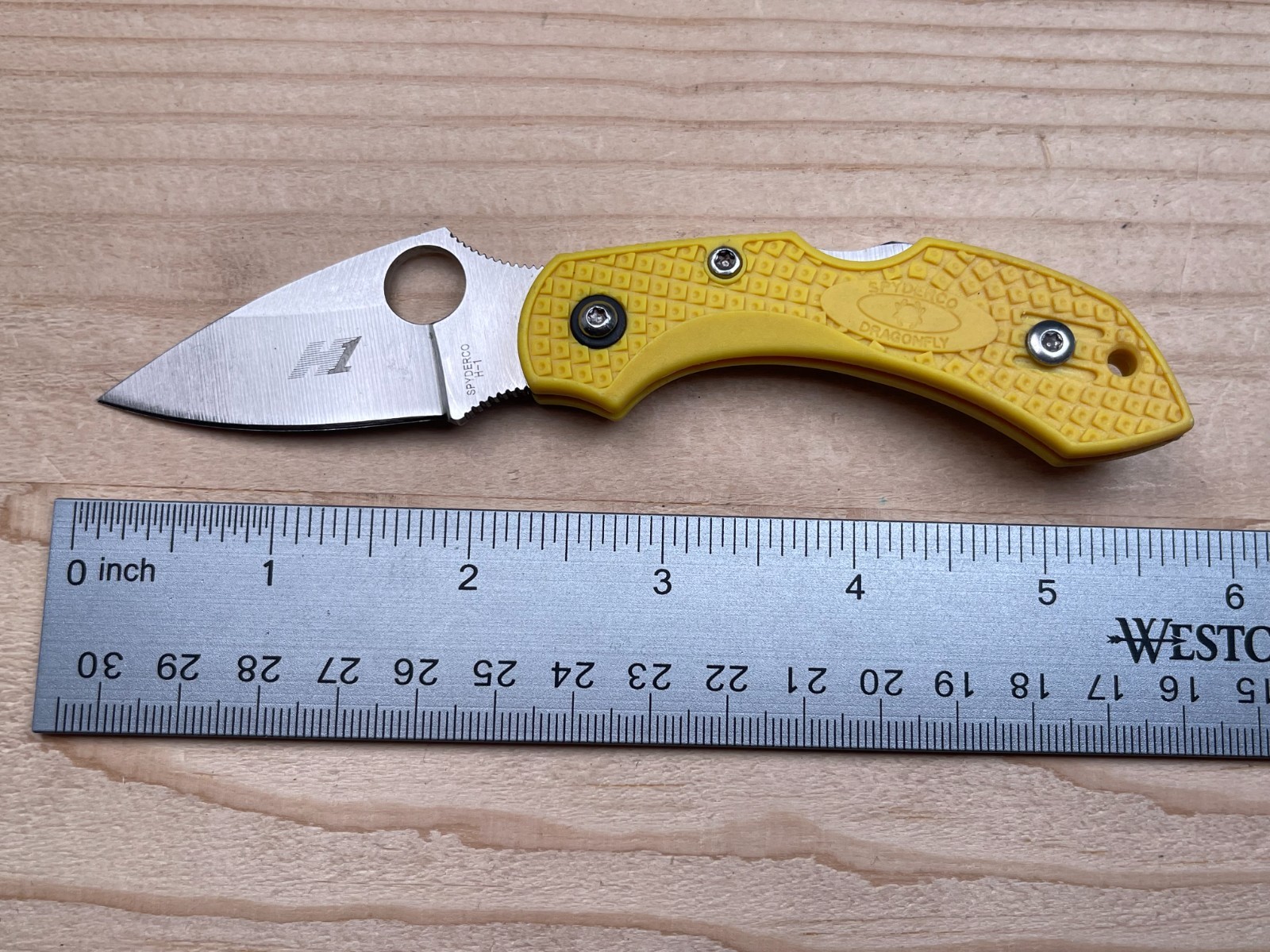 Spyderco Dragonfly Salt H1 Yellow Plain Edge Blade Folding Pocket Knife