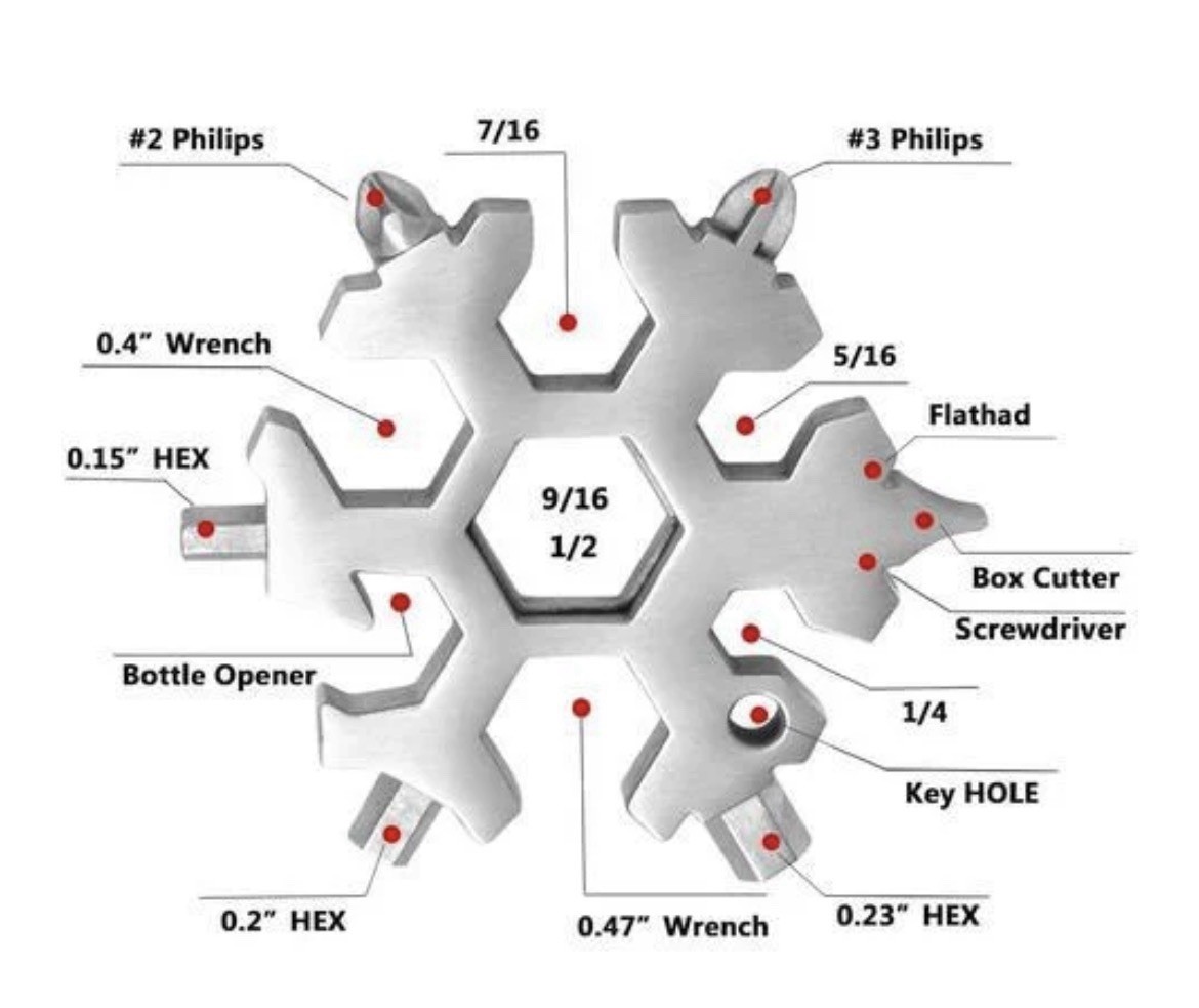 Smartsaker 18 in 1 Metal Multi Tool Key Ring Rainbow Screwdriver Allen Set NEW