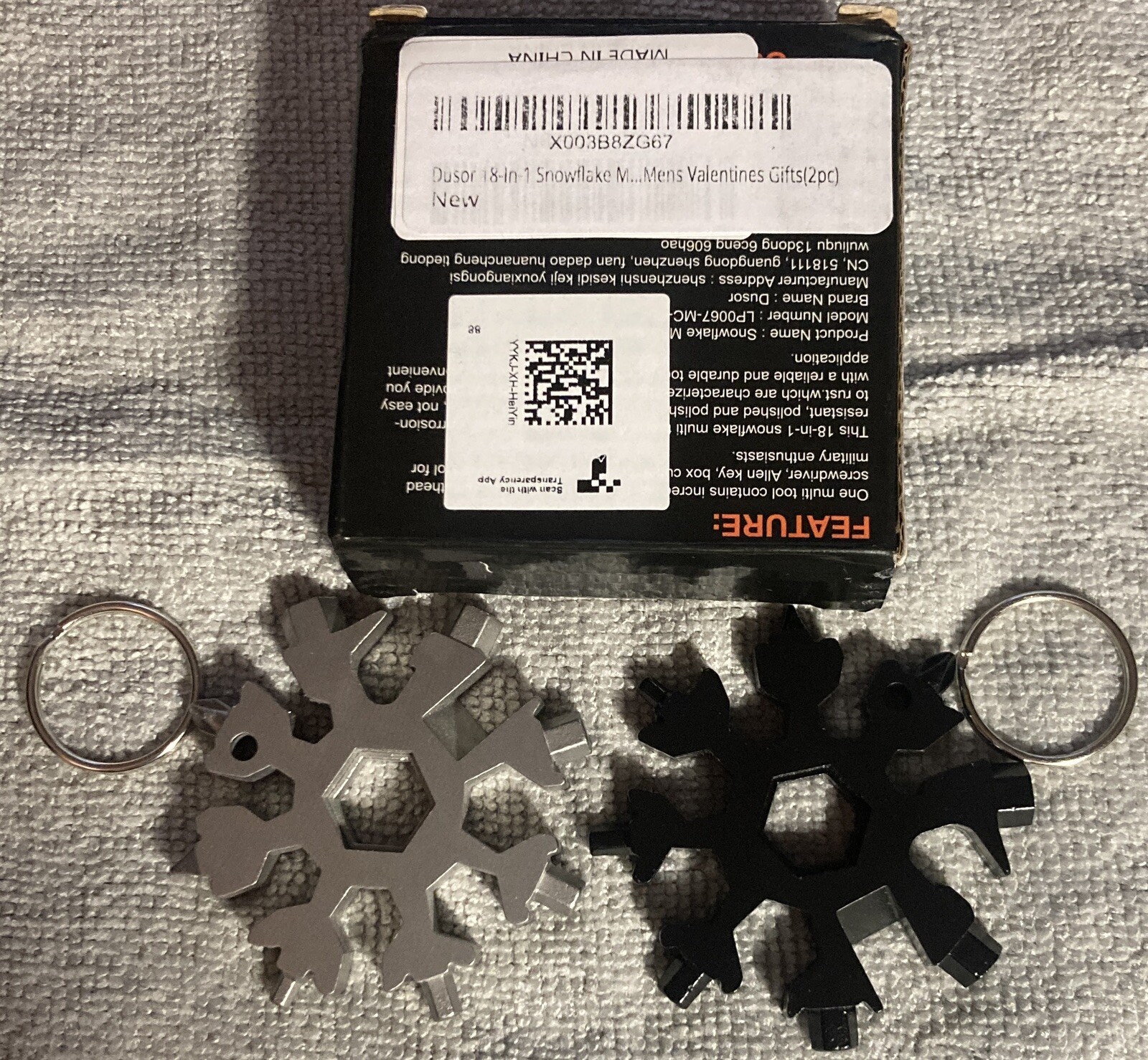 NEW 18-in-1 Snowflake Multi Tool 2pk, Black & Silver
