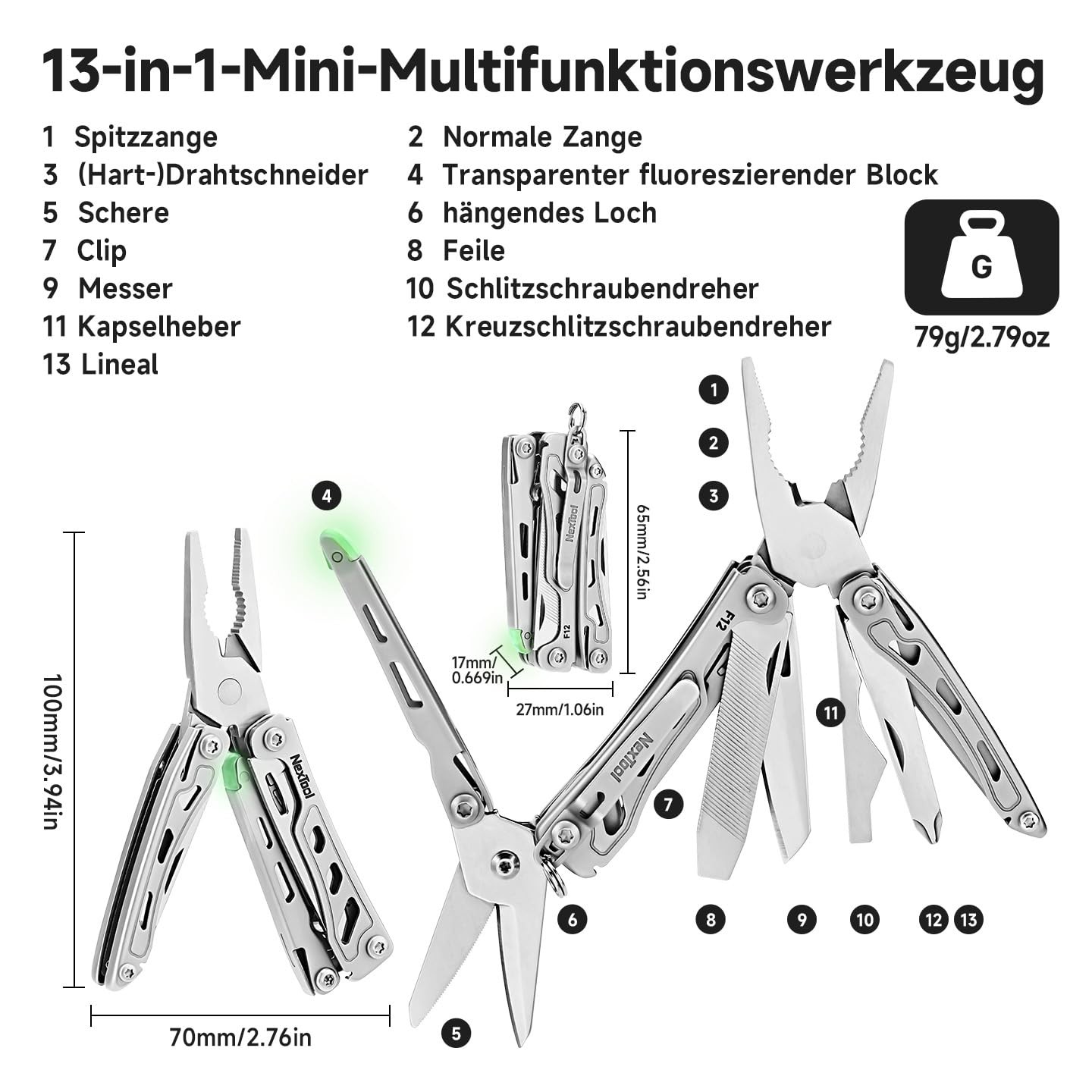 Multitool, F12 Mini Flagship 13 IN 1 Multitool Tool for Keychain …