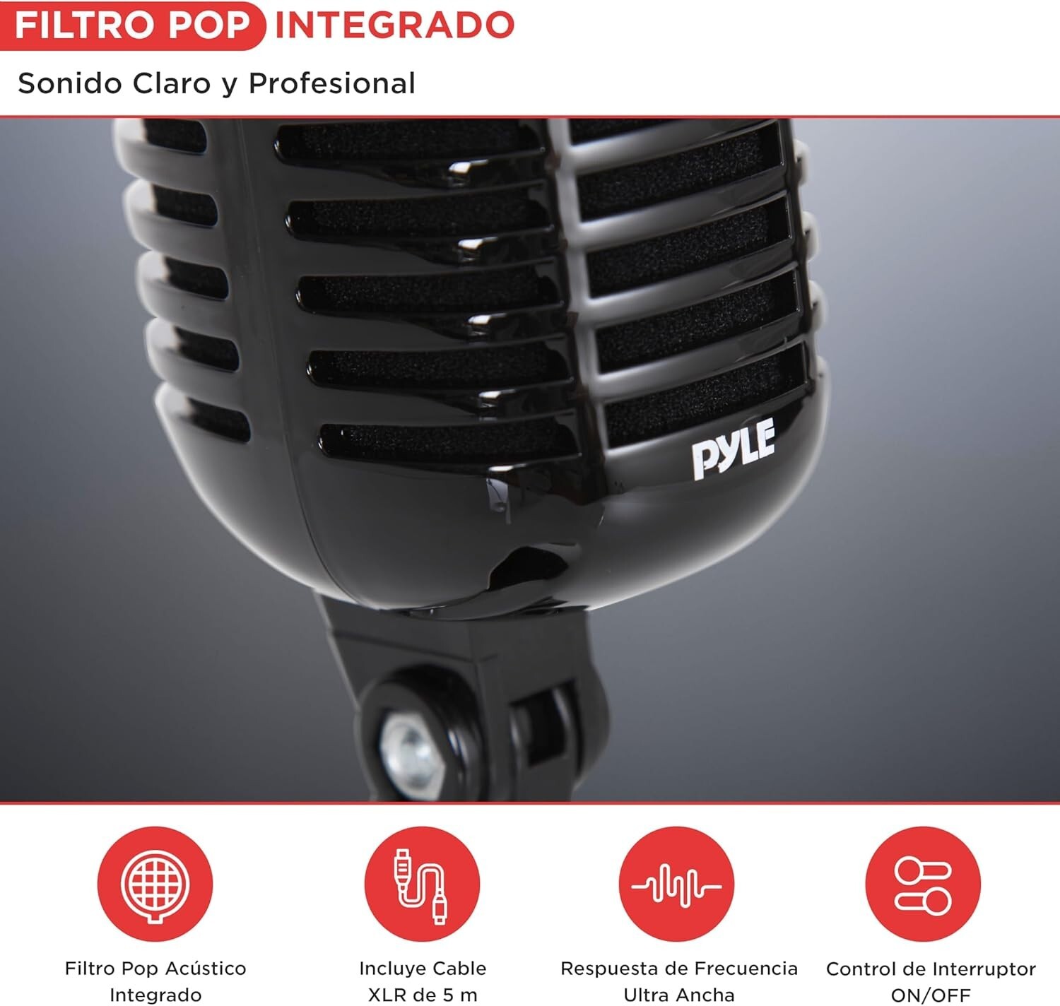 Pyle Classic Retro Vintage Style Wired Dynamic Microphone (Black) PDMICR42BK