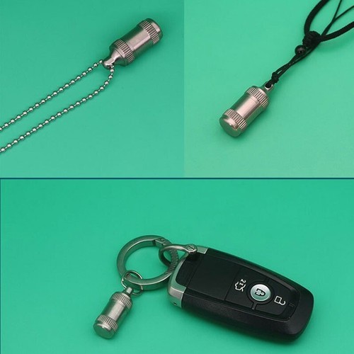Titanium Alloy Waterproof Emergency Capsule Box Pill Case Keychain Pendant EDC