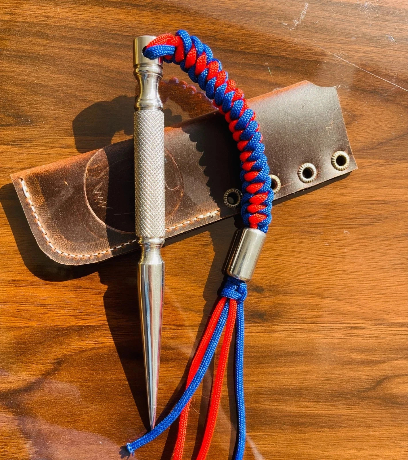 Handmade Spike Dagger Pendant Paracord Necklace Tactical Style Metal Charm EDC C