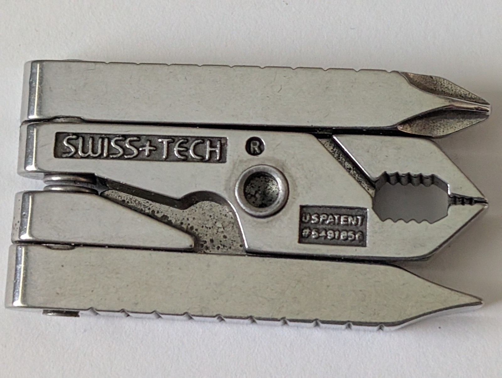 Vintage Swiss+Tech Foldable Screwdriver, Flat, Philips & Plier Pocket Tool 1.75″