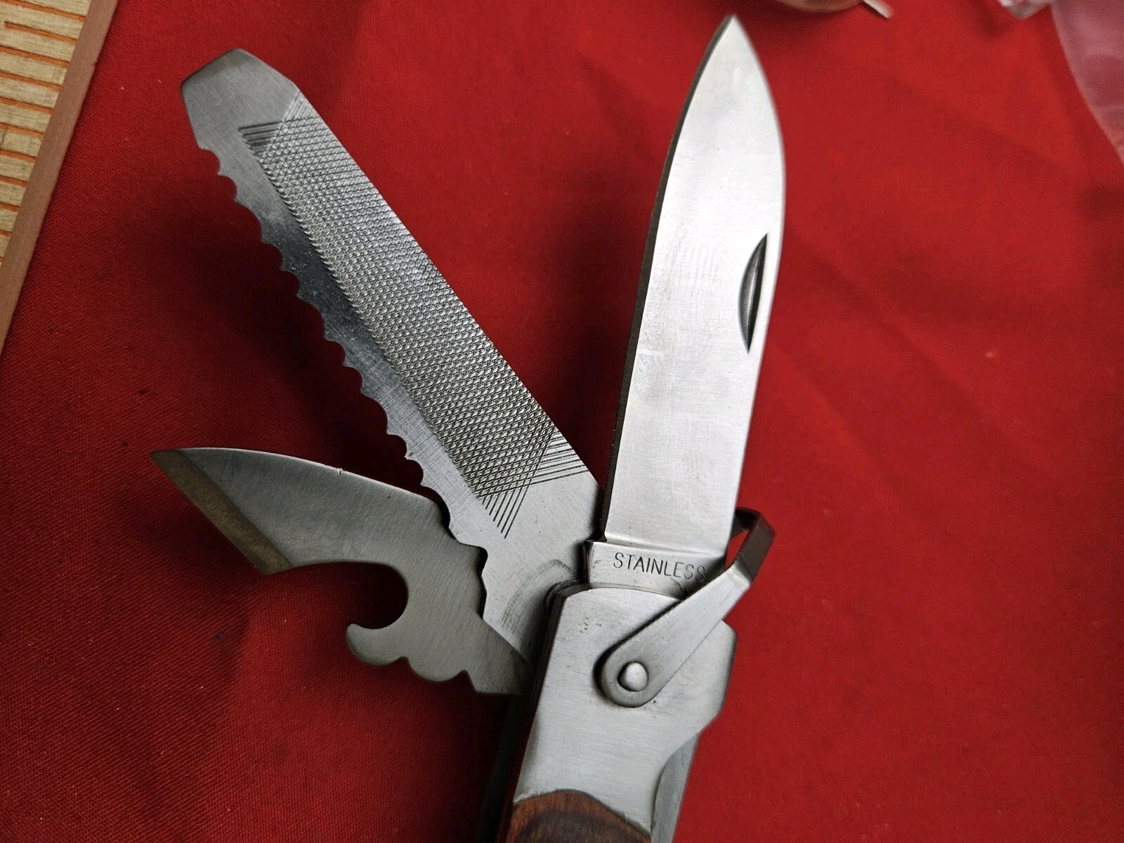 Vtg Sheffield Multi-Tool With Original Case Hammer Pliers Can Opener & More