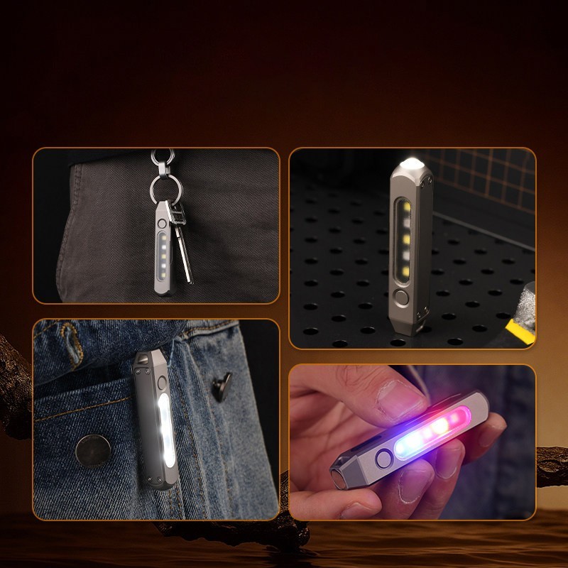 Titanium Alloy Mini Rechargeable Flashlight EDC Pocket Torch Outdoor Emergency L